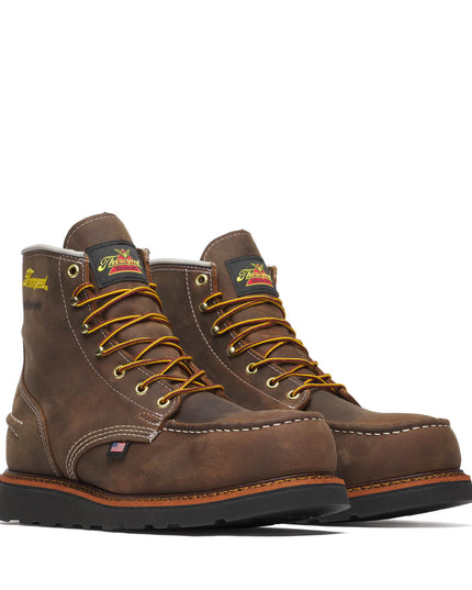 Thorogood Men's 1957 Series – WP 6″ Crazy Horse Steel Moc Toe BLK Wedge