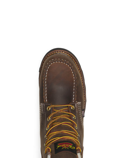 Thorogood Men's 1957 Series – WP 6″ Crazy Horse Steel Moc Toe BLK Wedge