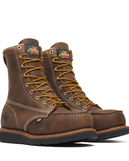 Thorogood Men's American Heritage – 8″ Trail Crazy Horse Black Heel Safety Toe – Moc Toe