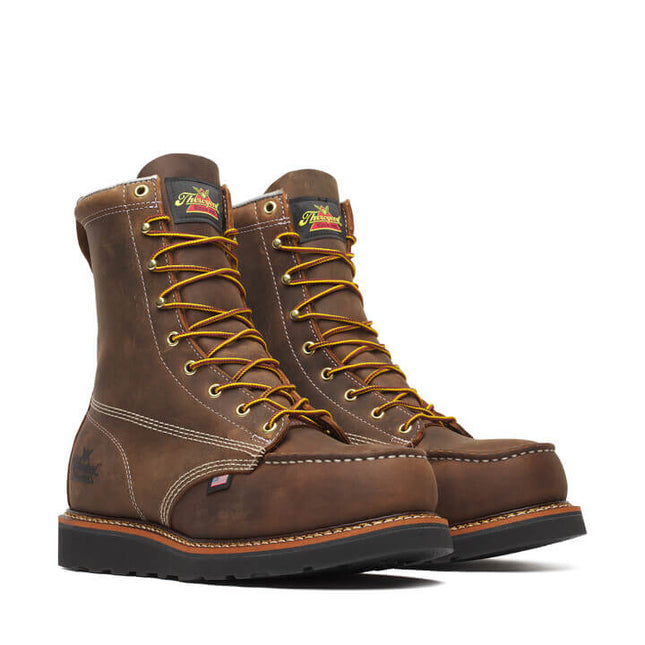 Thorogood Men's American Heritage – 8″ Trail Crazy Horse Black Heel Safety Toe – Moc Toe