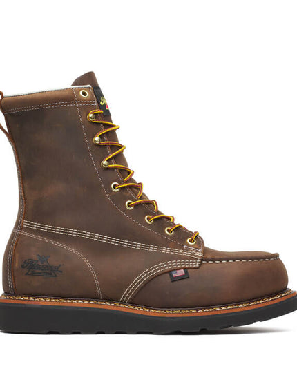 Thorogood Men's American Heritage – 8″ Trail Crazy Horse Black Heel Safety Toe – Moc Toe