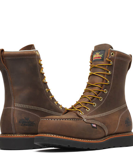 Thorogood Men's American Heritage – 8″ Trail Crazy Horse Black Heel Safety Toe – Moc Toe