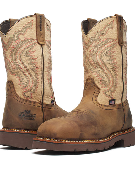 Thorogood Men's Western Work – WP 11″ Crazy Horse/Rawhide Nano Sq Toe