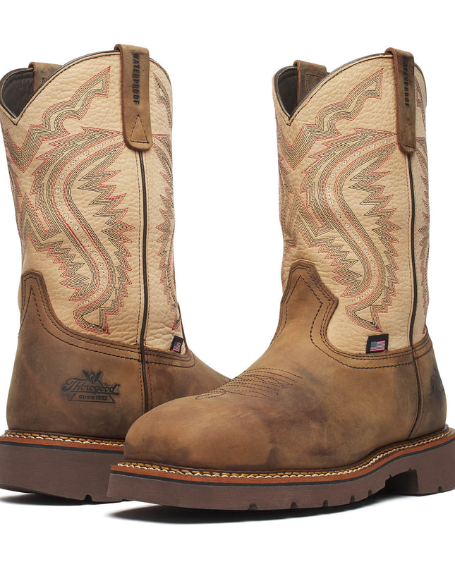 Thorogood Men's Western Work – WP 11″ Crazy Horse/Rawhide Nano Sq Toe