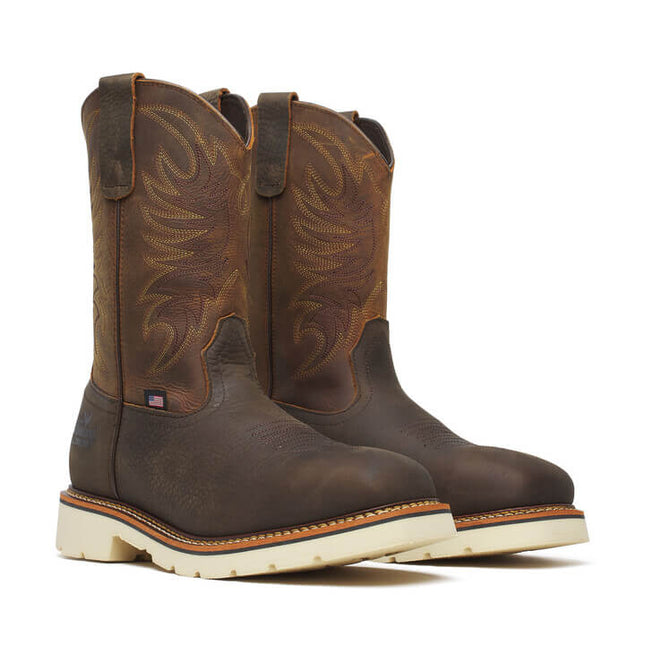 Thorogood Men's Square Toe Wellington – Pebble Bottom/Crazy Horse Upper – 11″ Safety Toe