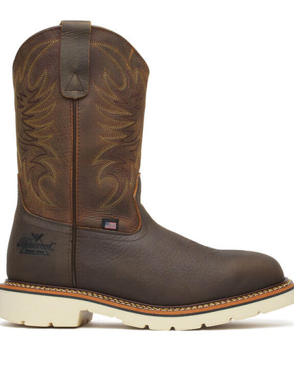 Thorogood Men's Square Toe Wellington – Pebble Bottom/Crazy Horse Upper – 11″ Safety Toe