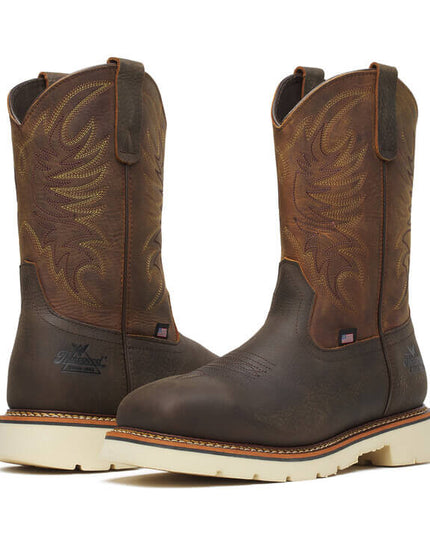 Thorogood Men's Square Toe Wellington – Pebble Bottom/Crazy Horse Upper – 11″ Safety Toe