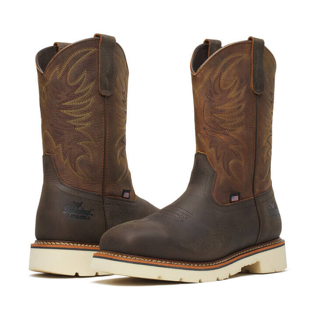 Thorogood Men's Square Toe Wellington – Pebble Bottom/Crazy Horse Upper – 11″ Safety Toe