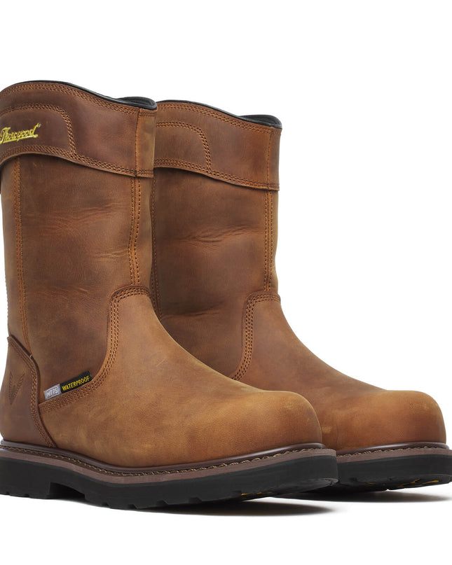 Thorogood Men's Jobsite Series – WP 11″ Crazy Horse Comp Round Toe I-MET BLK