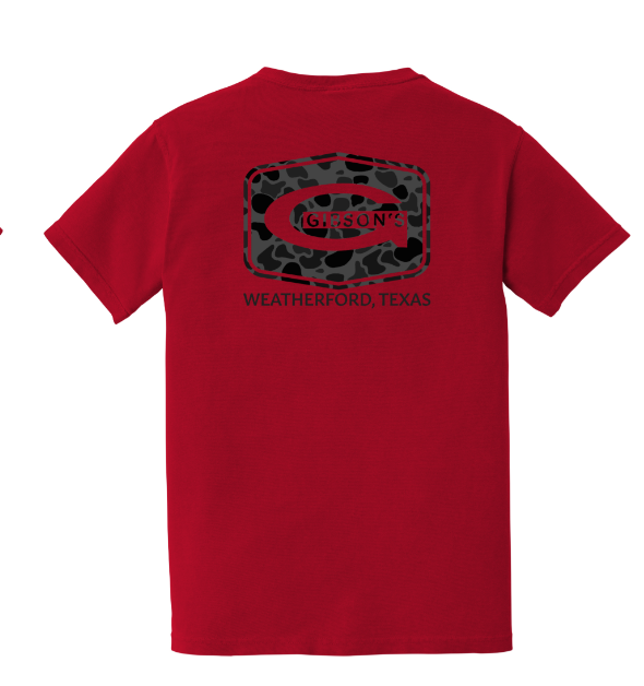 Gibson's Logo T-Shirt - Bright Red - Duck Camo