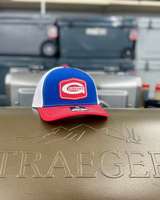 Gibson's Patch Hat - Royal, Red & White