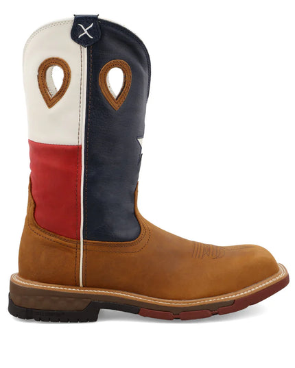 Men's 12" Western Work Boot - Light Brown & Texas Flag