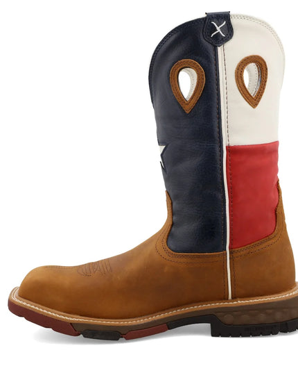Men's 12" Western Work Boot - Light Brown & Texas Flag