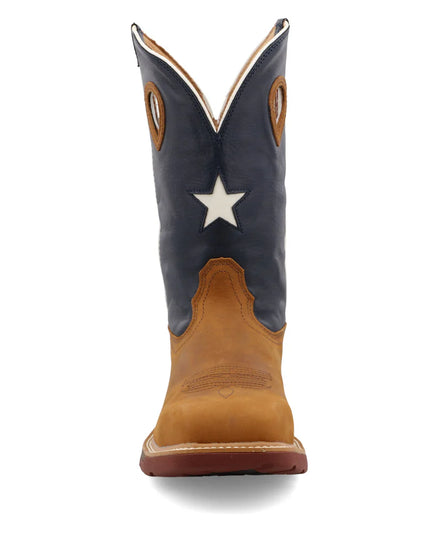 Men's 12" Western Work Boot - Light Brown & Texas Flag